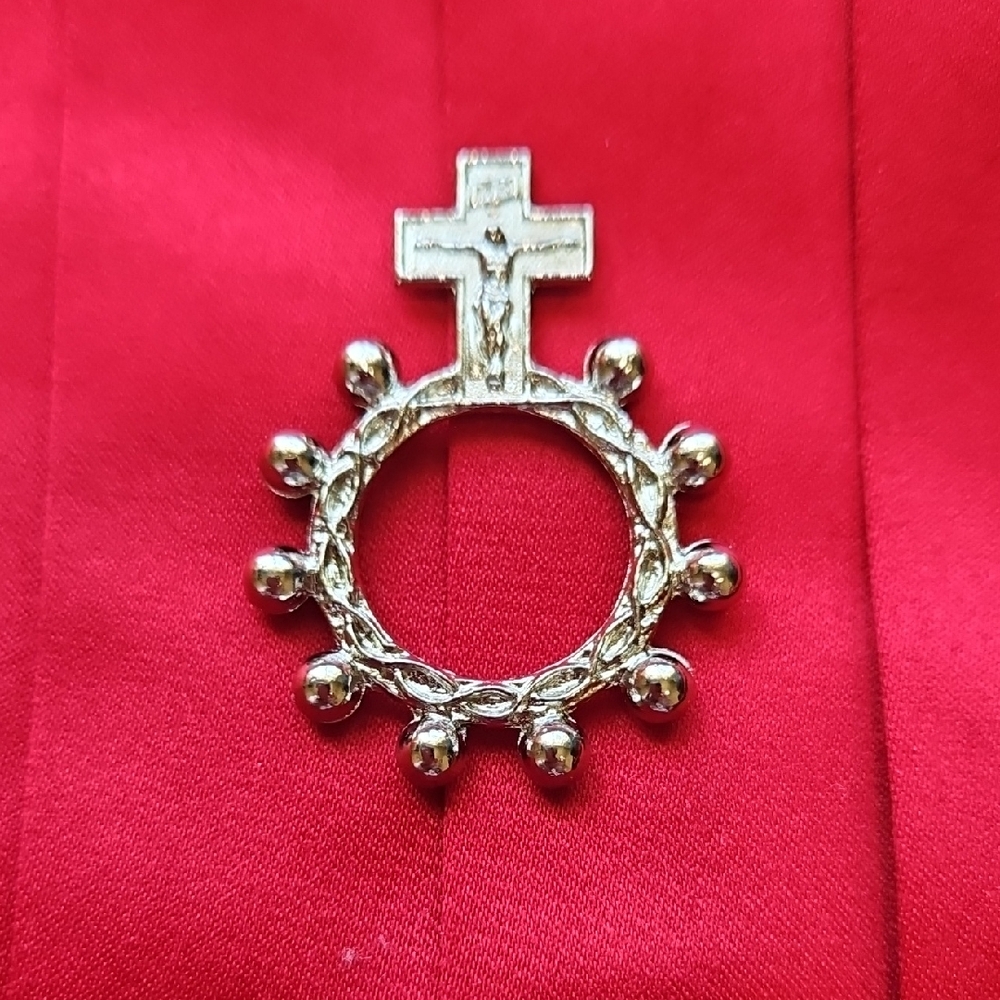 Silver-Tone Finger Rosary Double Sided